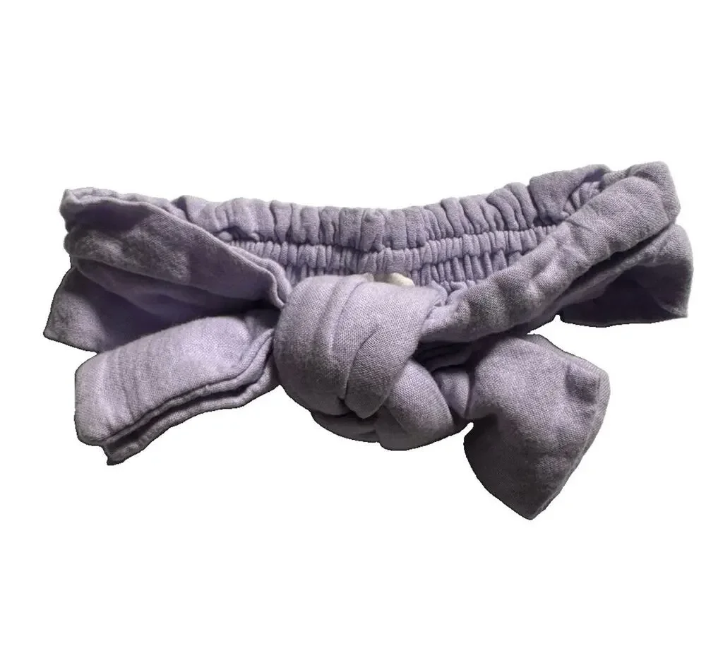 Kate Quinn Baby Girl Lavender Bow Headband Size L 100% Organic Cotton